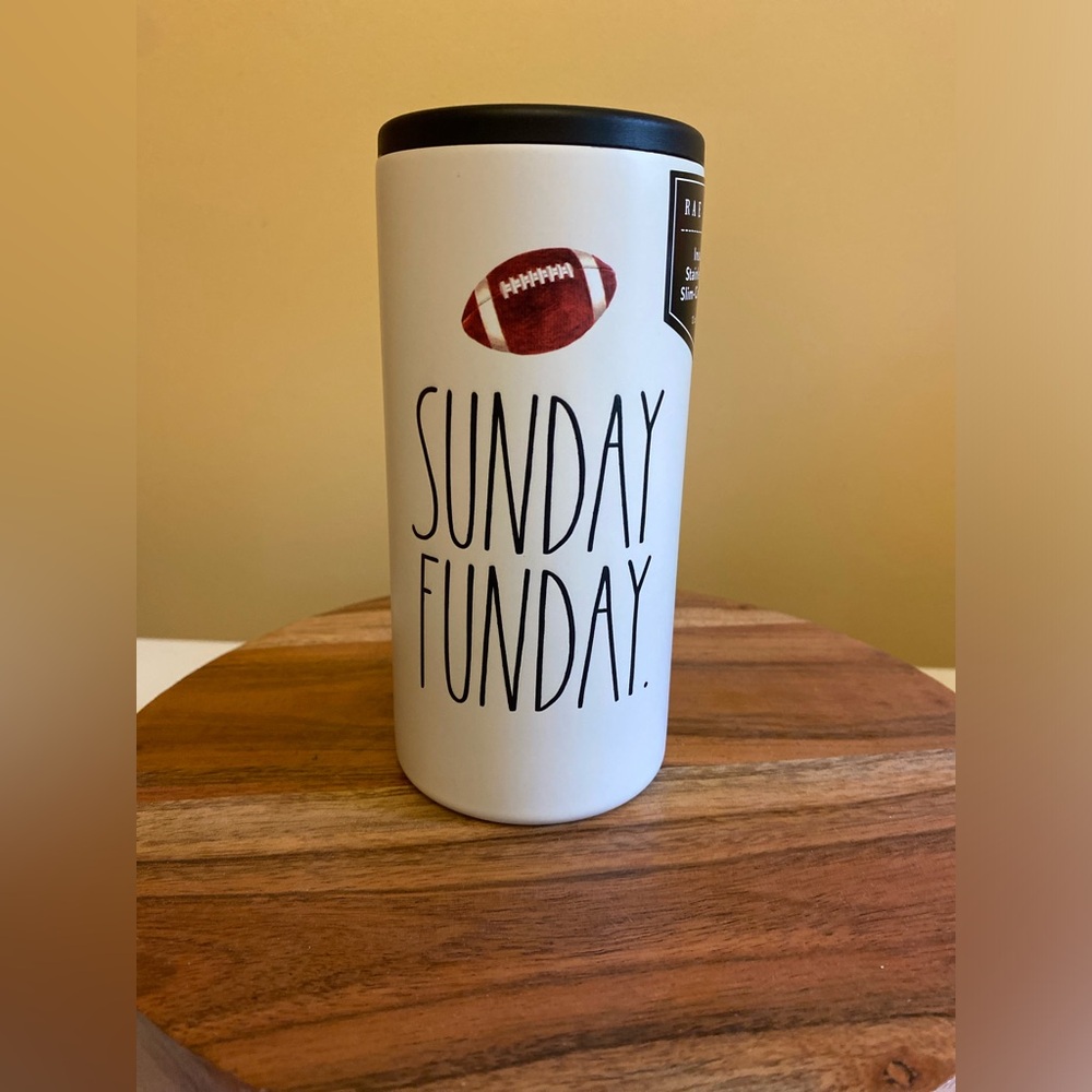 NWT Rae Dunn “Sunday Funday” Insulated Stainless Steel Slim Can Cooler 12oz - Picture 2 of 8